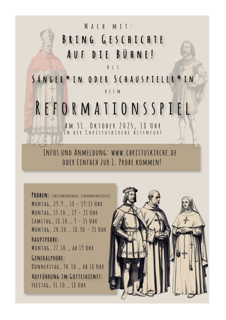 Einladung zum Mitmachen beim Reformationsspiel